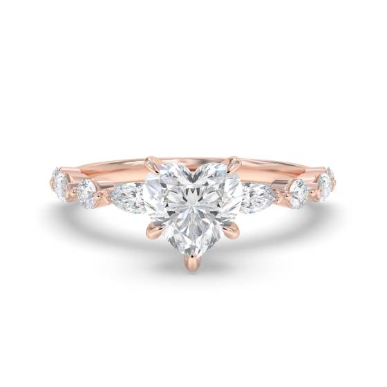 Heart Diamond Shoulder Set Ring