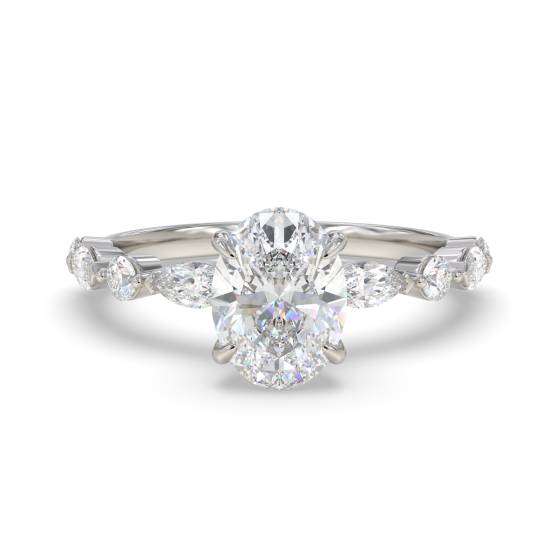 Oval Diamond Shoulder Set Ring