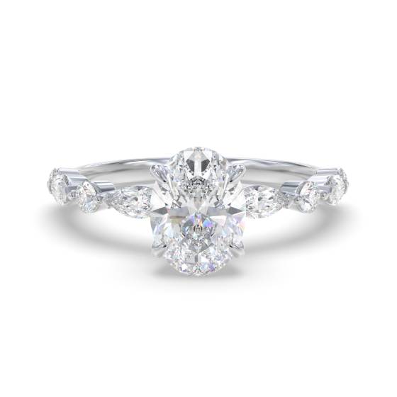 Oval Diamond Shoulder Set Ring