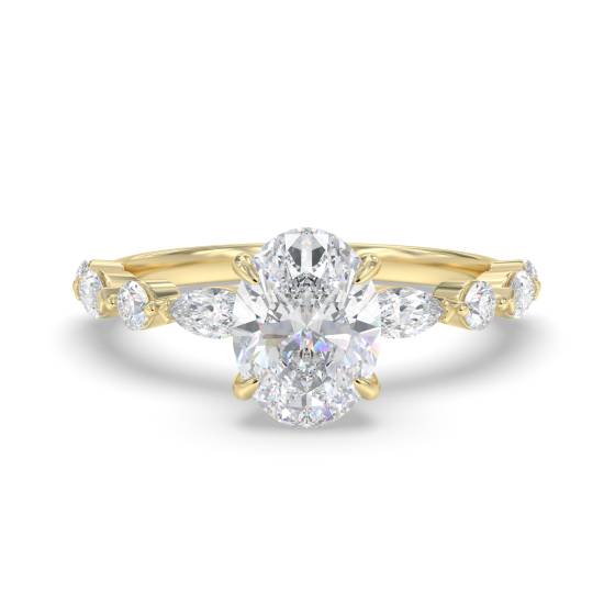 Oval Diamond Shoulder Set Ring