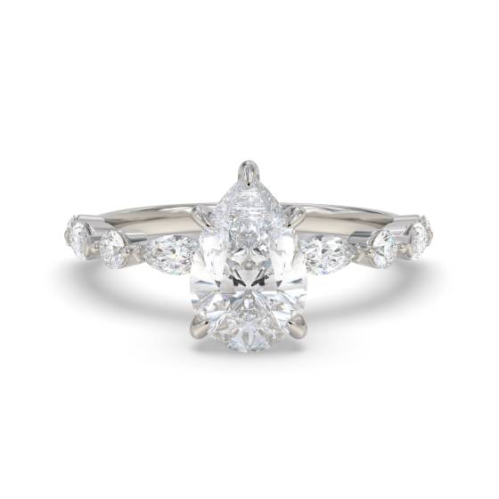 Pear Diamond Shoulder Set Ring