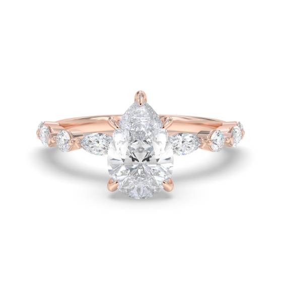 Pear Diamond Shoulder Set Ring
