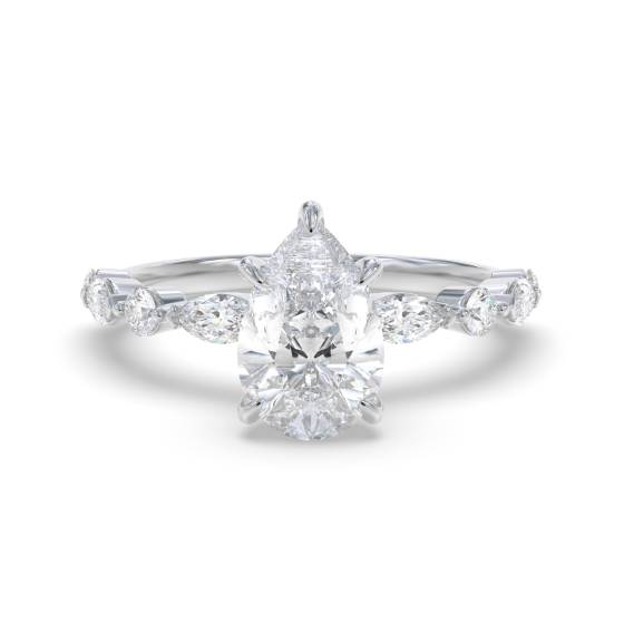 Pear Diamond Shoulder Set Ring