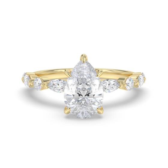 Pear Diamond Shoulder Set Ring