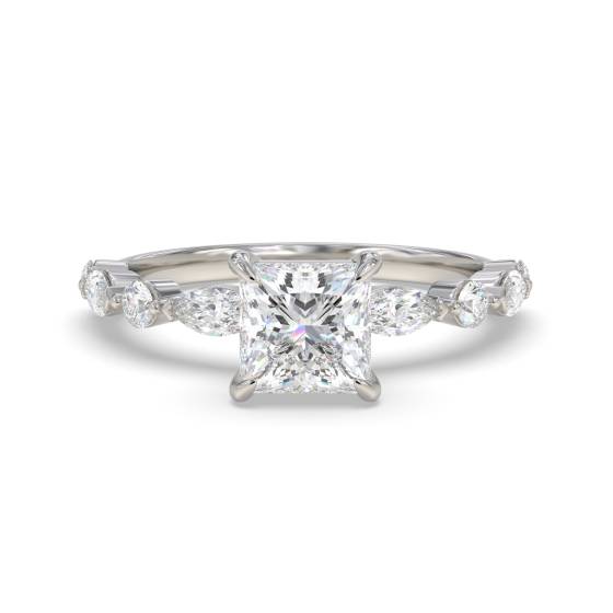 Princess Diamond Shoulder Set Ring