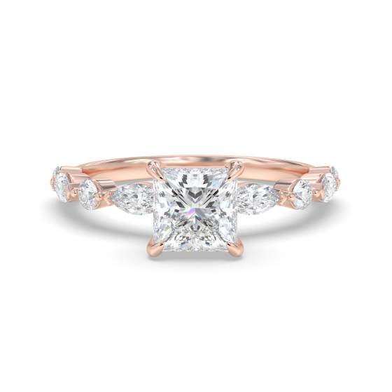 Princess Diamond Shoulder Set Ring