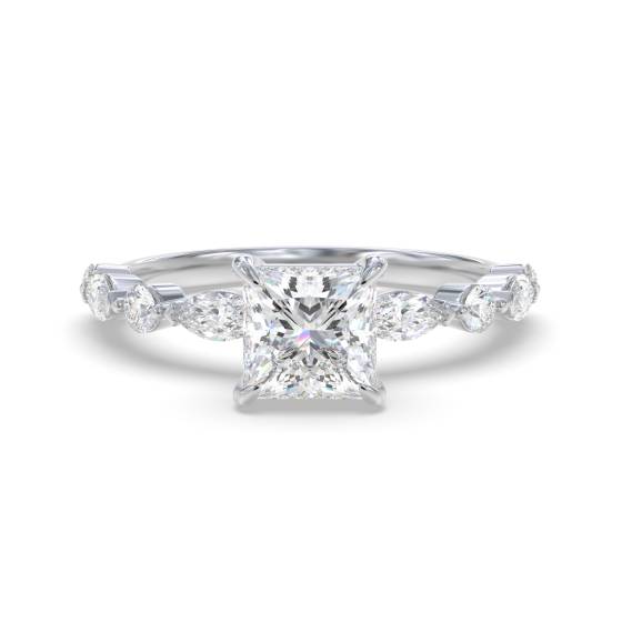 Princess Diamond Shoulder Set Ring