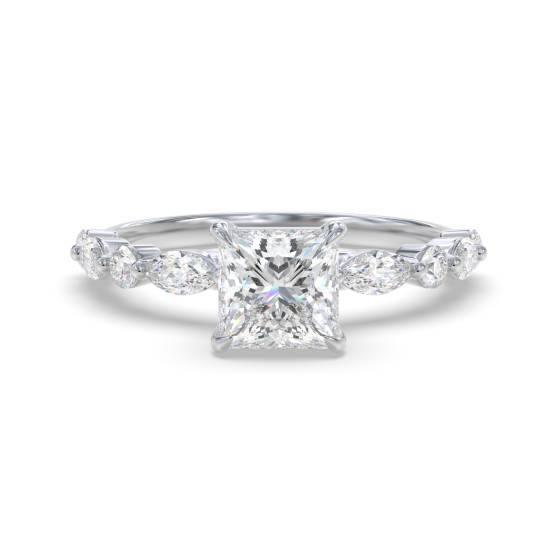 Princess Diamond Shoulder Set Ring
