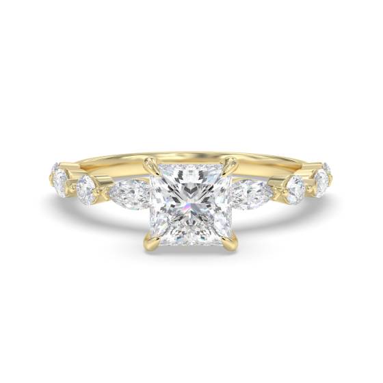 Princess Diamond Shoulder Set Ring