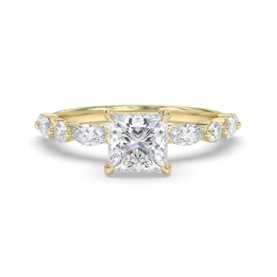 Princess Diamond Shoulder Set Ring