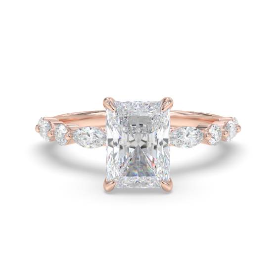 Radiant Diamond Shoulder Set Ring