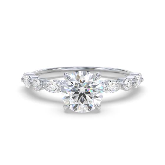 Round Diamond Shoulder Set Ring