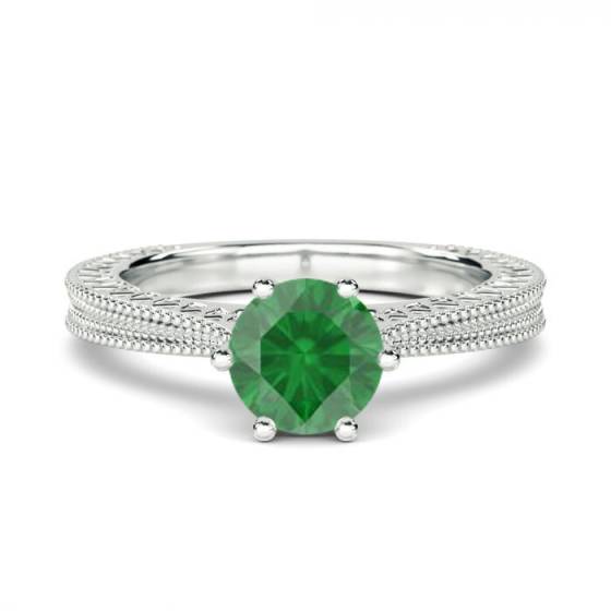 Vintage Emerald Diamond Solitaire Ring