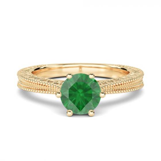 Vintage Emerald Diamond Solitaire Ring