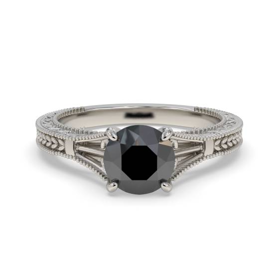 Round Black Diamond Solitaire Ring