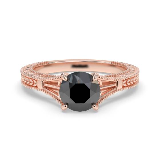 Round Black Diamond Solitaire Ring