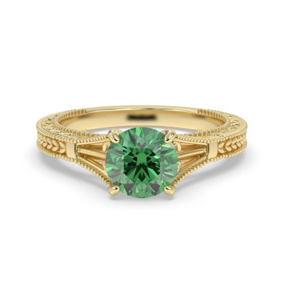 Vintage Emerald Diamond Solitaire Ring