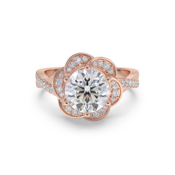 Floral Halo Round Diamond Infinity Ring