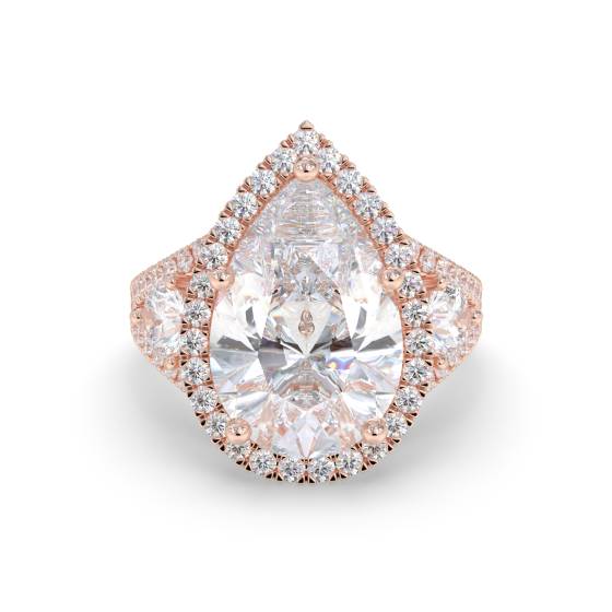 Pear Diamond Split Shoulder Set Ring