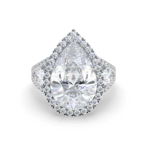 Pear Diamond Split Shoulder Set Ring