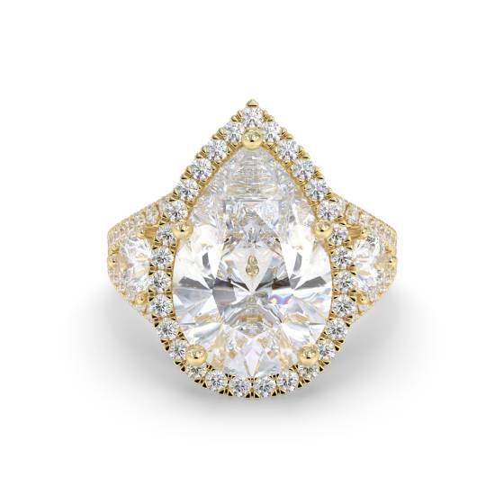 Pear Diamond Split Shoulder Set Ring