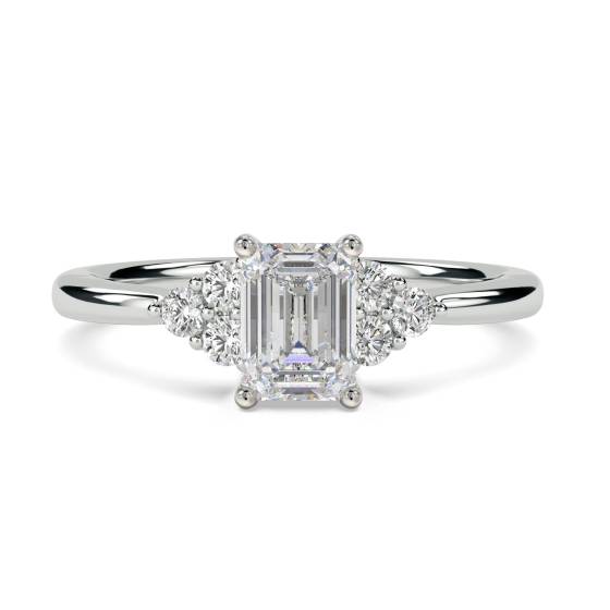 Emerald Diamond Side Stone Cluster Ring