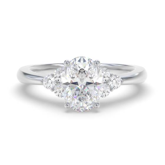 Oval Diamond Side Stone Cluster Ring