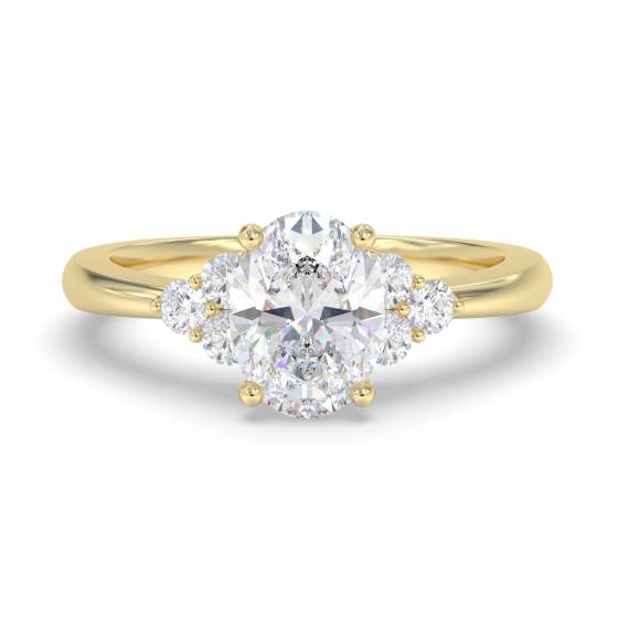 Oval Diamond Side Stone Cluster Ring