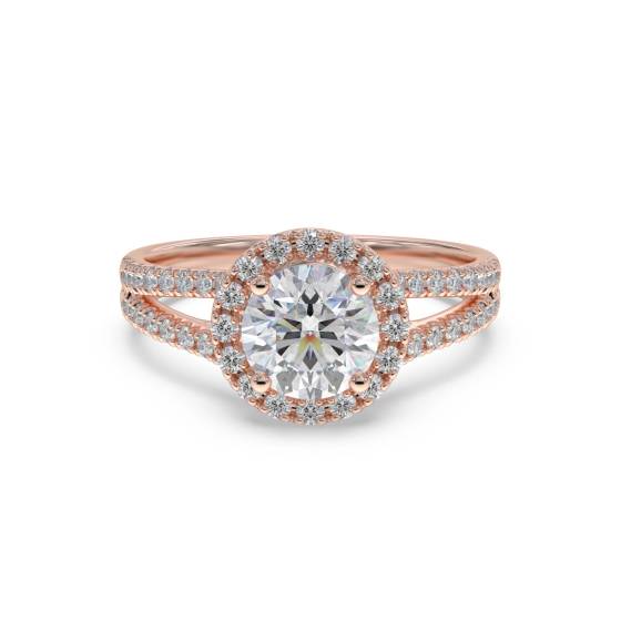 Round Diamond Single Halo Shoulder Set Ring
