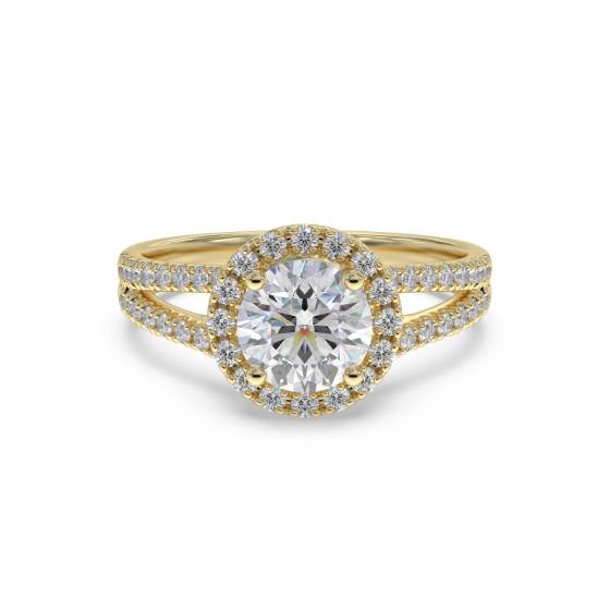 Round Diamond Single Halo Shoulder Set Ring