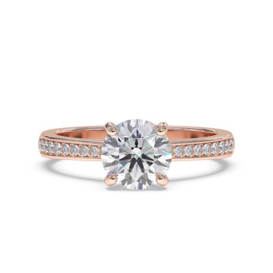 Round Diamond Shoulder Set Diamond Engagement Ring