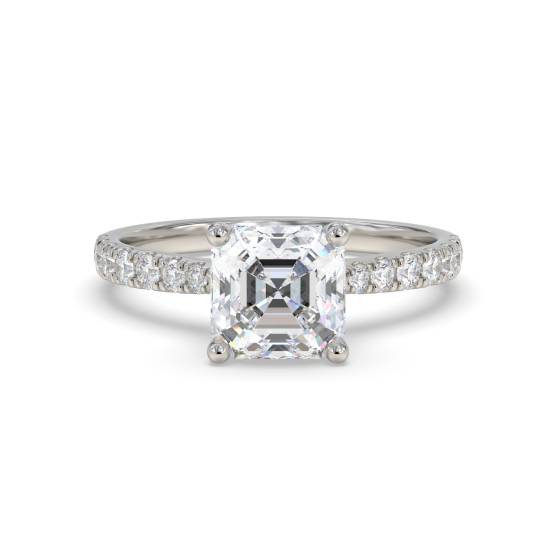 Asscher Shoulder Set Diamond Engagement Ring