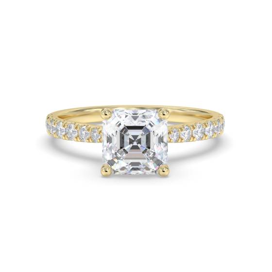 Asscher Shoulder Set Diamond Engagement Ring