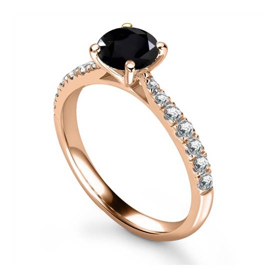 Round Black Diamond Shoulder Set Ring