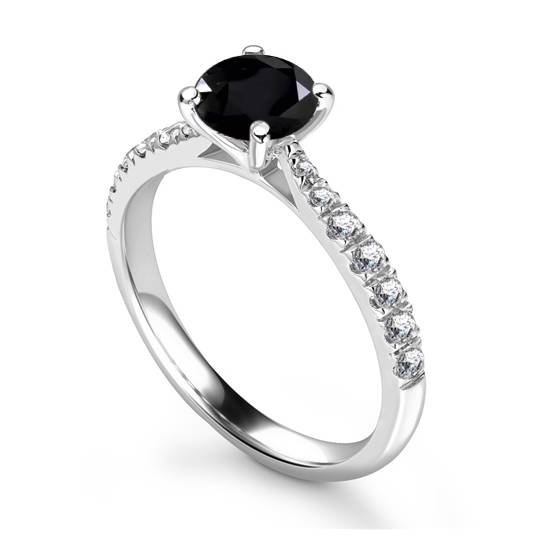 Round Black Diamond Shoulder Set Ring