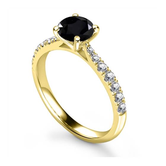 Round Black Diamond Shoulder Set Ring