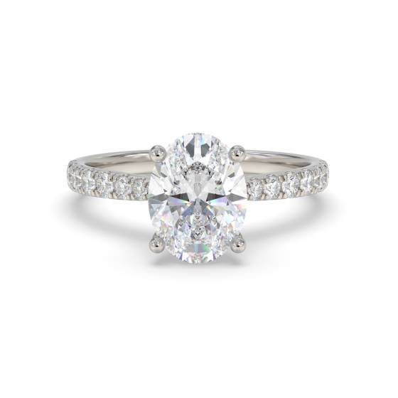 Oval Shoulder Set Diamond Engagement Ring