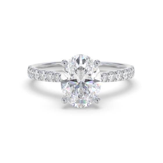 Oval Shoulder Set Diamond Engagement Ring