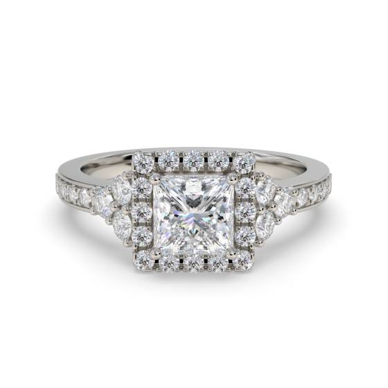 Princess Diamond Single Halo Designer Ring