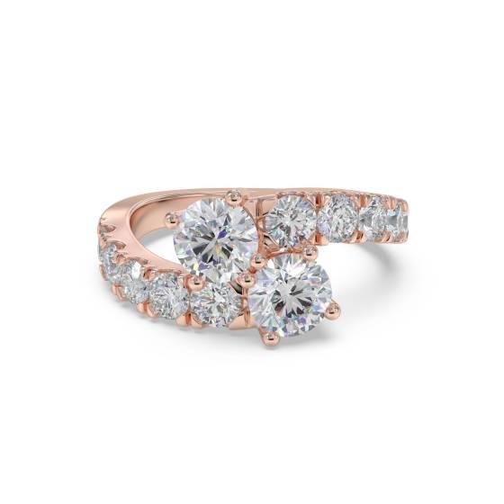 Two Stone Round Diamond Shoulder Set Ring