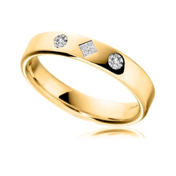 4mm Round and Princess Diamond Wedding Ring