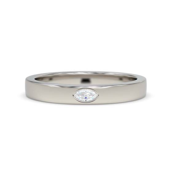 3mm Mens Marquise Diamond Bezel Set Wedding Band