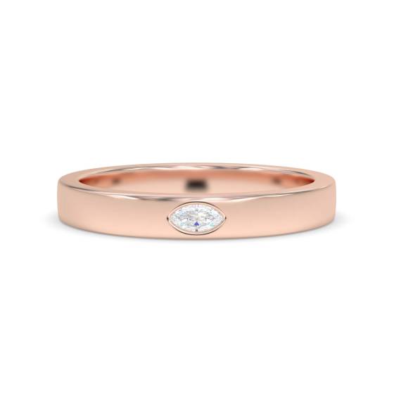 3mm Mens Marquise Diamond Bezel Set Wedding Band