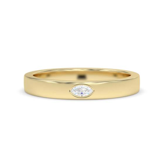 3mm Mens Marquise Diamond Bezel Set Wedding Band