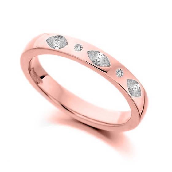 3mm Marquise and Round Diamond Wedding Ring