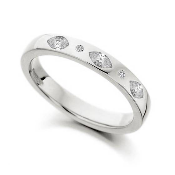 3mm Marquise and Round Diamond Wedding Ring