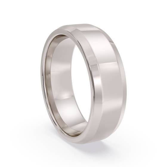 DHBBE6M Bevelled Edge Wedding Ring - 6mm width, 1.8mm depth