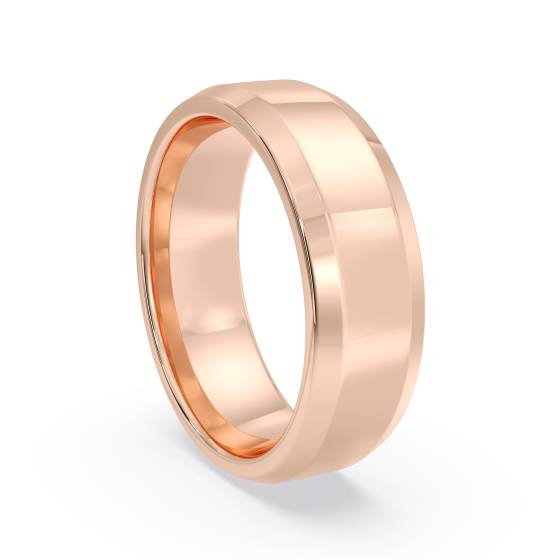 DHBBE6M Bevelled Edge Wedding Ring - 6mm width, 1.8mm depth