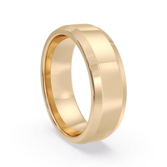 DHBBE6M Bevelled Edge Wedding Ring - 6mm width, 1.8mm depth