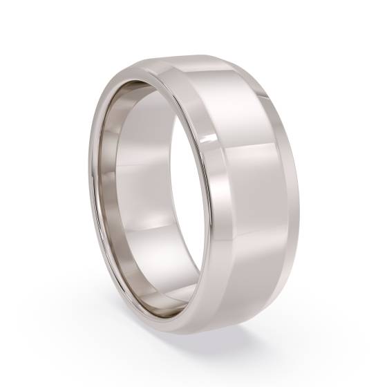 DHBBE7M Bevelled Edge Wedding Ring - 7mm width, 1.8mm depth